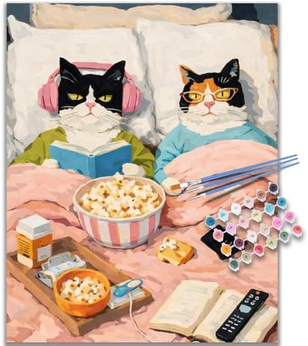 Kalonyth Black Cat Paint by Numbers Kit for Adults, 16x20 inch, No Framed