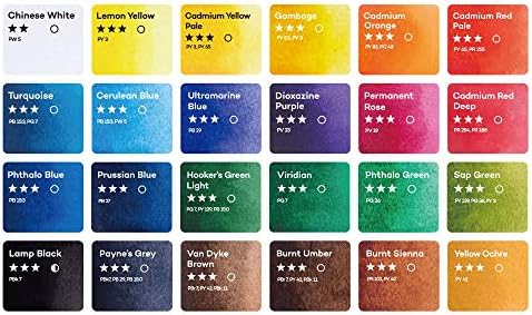 Artecho 24 Colors Watercolor Paint Set, Portable Travel Tin Box with Brush