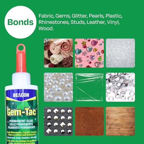 Beacon Gem-Tac Permanent Glue for Embellishing, MINI 3 Pack, 0.51 FL OZ Total, Clear