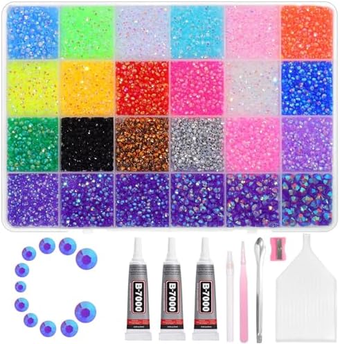 28000Pcs Color Rhinestones Bedazzling Kit, Purple Resin Rhinestones