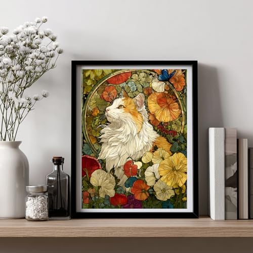 AUKELHJ Cat Diamond Art Kits for Adults, Diamond Painting, 12x16 Inch