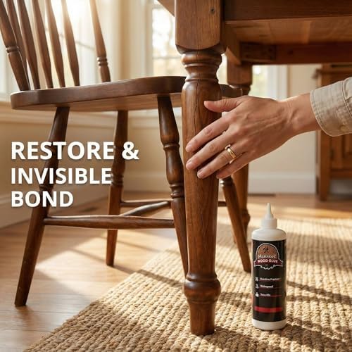 Wood Glue, Strongest Glue for Woodworking, Waterproof Clear Wood Glue for Furniture Heavy Duty, Interior & Exterior Glue for Craft, Furniture, Baseboard, Cabinet, Door