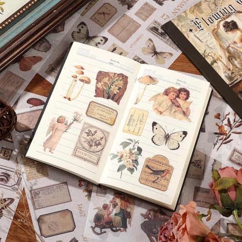 Vintage Ephemera Sticker 24 Sheets 480 precut washi Stickers Paper Journal Stickers for Adults Junk Journal Sticker Book Scrapbooking Supplies