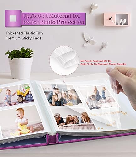 Artfeel Photo Album Self Adhesive Scrapbook Album for 3x5 4x6 5x7 8x10 Pictures,60 Pages Linen Cover with Display Window DIY Photo Book,Ideal Gifts for Family Travel Wedding Baby
