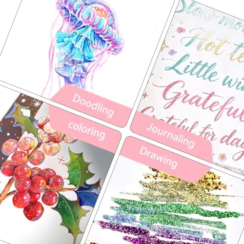 18 Glitter Gel Pens Set with 30-Page Coloring Book Floral, Animal Mandala