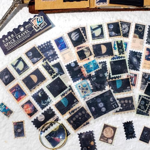 24Pcs Retro Stamp Washi Stickers, Vintage Stickers for Scrapbooking, DIY Crafts, Journaling Supplies & Junk Journal Ephemera