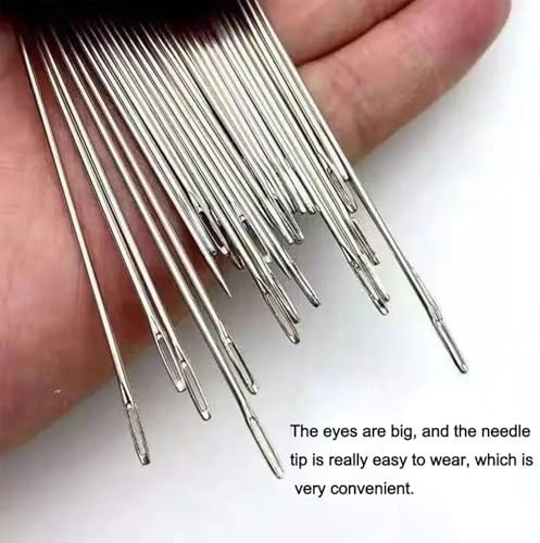 Sewing Tool Set, 37Pcs Big Eye Steel Sewing Needles Kit, Threader and Needle Repair Kit, Needle Threaders and Seam Ripper for Hand Sewing (37pcs tool kit)