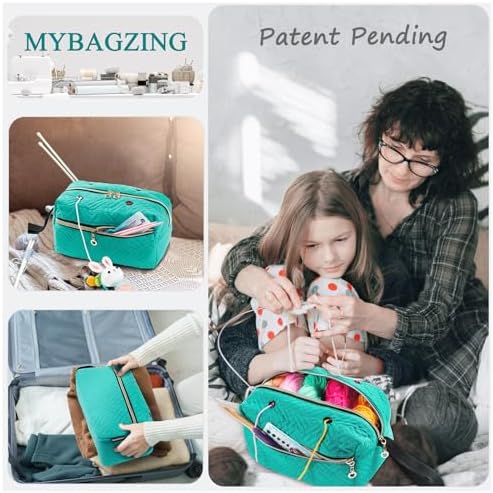 MYBAGZING Small Crochet Bag Organizer - Knitting Bag - Yarn Storage Organizer - Yarn Bag for Crocheting - Yarn Holder for Crochet Accessories, Knitting Needles, Crochet Hooks, Knitting Gifts