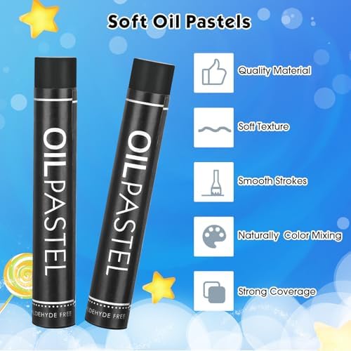 Nezyo 72 Pieces Black Soft Oil Pastels Bulk Artists Oil Crayons