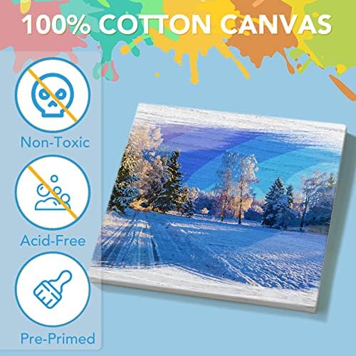 ESRICH Mini Canvases for Painting, 5x5In Canvas in Bulk 18Pack, 2/5In Profile Small Square Canvas, Blank Canvases are Great for School Projects and Kids Birthday Parties, Home Decor Project.