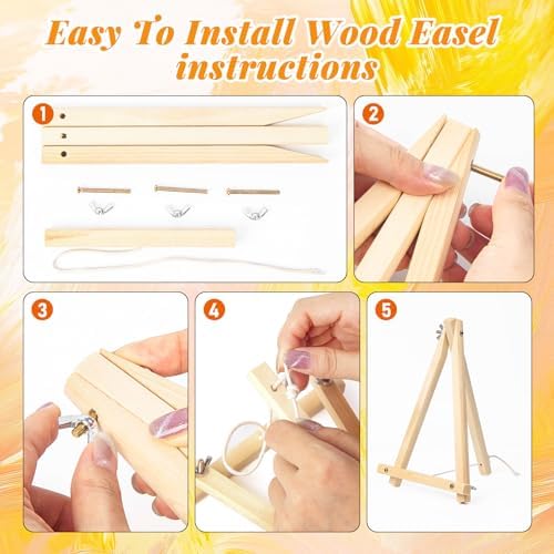 4 Pack Framed Paint by Numbers Kit for Adults, Book Lover, 8 x 12 Inch | DIY Acrylic Painting by Numbers for Beginners, with Wooden Easel, Reading Room Home Wall Decor, Stress Relief Craft Gift
