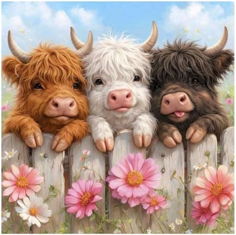 KUKUDEM Cow Diamond Art Painting Kits for Adults Beginners, 12x12inch