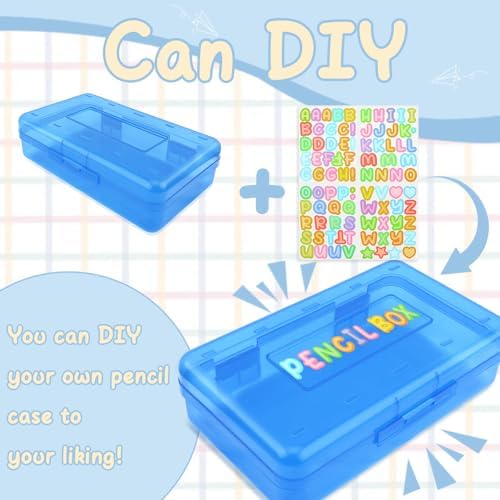 Blue Pencil Case Plastic Hard Clear Pencil Box Crayon Box Organizer 1 Pack Office Supplies Storage Container Organizer Boxes for Pens Crayon School Stylish Art Office Supplies Storage Medium