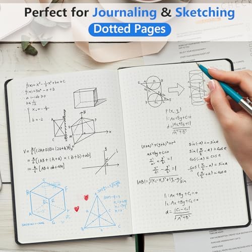 Dotted Journal 5.9"×8.5", 160 Pages Dot Grid Notebook, Bullet Journaling | Hardcover Leather Journal for Women & Men,100 Gsm Thick Paper,Medium Size, Dotted notebook for Work, School, Travel Writing