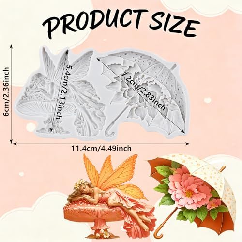 Flower Fairy Polymer Clay Molds Mushroom Elf Umbrella Silicone Mold