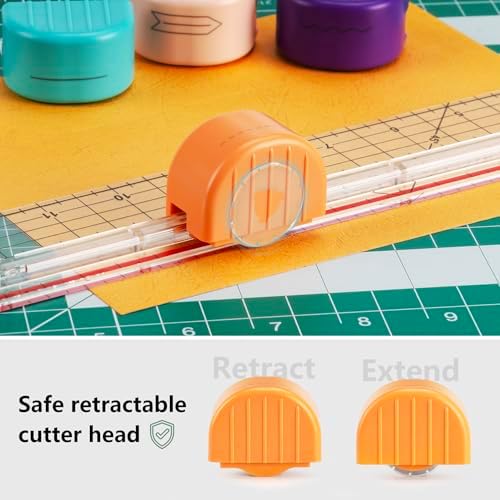 Sliding Paper Trimmer Set, 4 Multi-Function Blades, Acrylic Ruler & A3 Mat