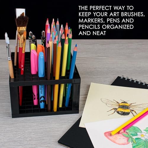 U.S. Art Supply 96 Slot Marker Organizer & Paint Brush Holder