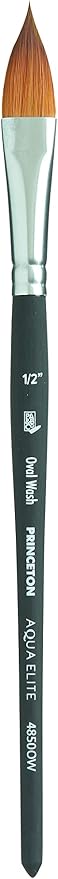 Princeton Aqua Elite Wash Brush, Synthetic, Short Handle, Size 1/2 inch, 1 Count