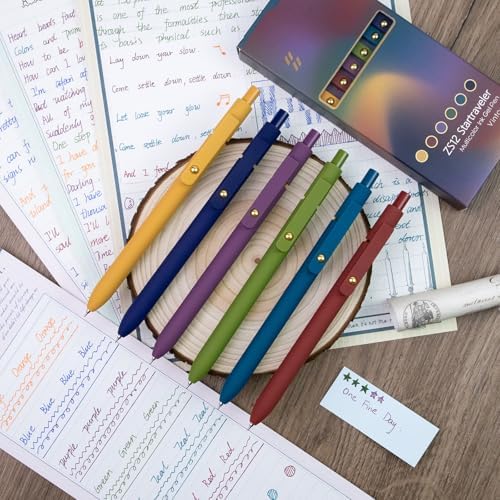 YOXMJDB 6 Pcs Color Pens for Journaling 0.5mm Fine Point Colored Gel Ink Pen, Smooth Writing Colorful Pens for Note Taking, Gift Set for Women & Men (6 Pcs Vintage Gold)