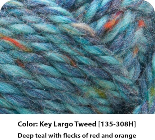 Lion Brand Yarn Hometown Yarn, Super-Bulky Yarn for Knitting, Crocheting, and Crafting, 3 Pack, Key Largo Tweed