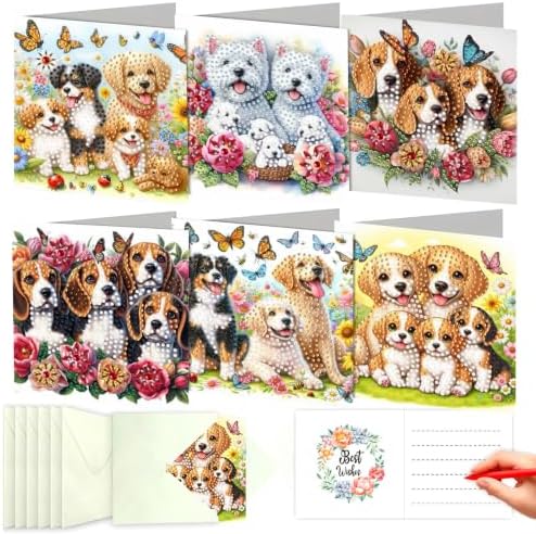DDGYP 6-Pack Diamond Art Painting Greeting Card Kit - 5.9x11.81Inch