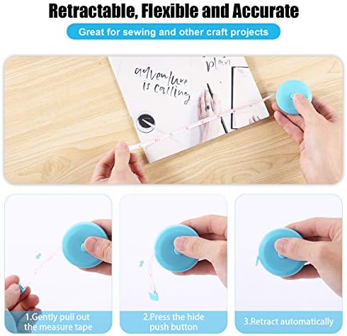 Tape Measures Retractable, Fabric Measuring Tape, 60 Inch Small Sewing Tape Measure for Craft Nursing Medical Travel(3 Pack/Black Purple Sky Blue)