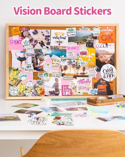 300 PCS Inspirational Stickers for Adults, Scrapbook Vision Board Supplies | Motivational Stickers for Water Bottles Laptop, Positive Mental Health Quote Vinyl Stickers for Teens Kids Teachers Students
