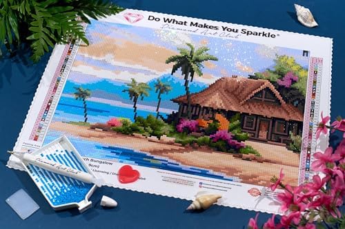DIAMOND ART CLUB Beach Bungalow Diamond Art Kits for Adults