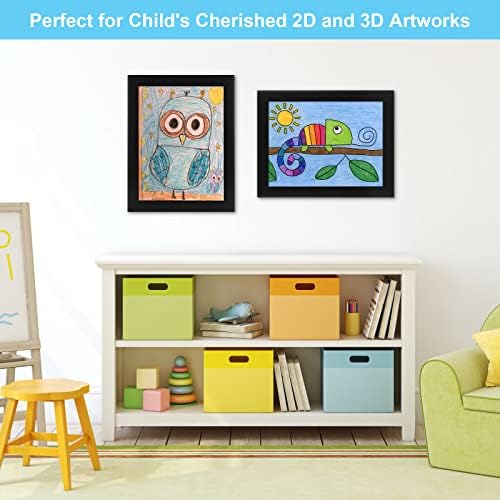 [2-Pack] Kids Frames, 8.5x11 Front Opening Kids Artwork Frames Changeable, Black Artwork Display Storage Frame for Wall, Holds 50 Pcs, for 3D Picture, Crafts, Children Drawing, Hanging Art, Portfolio