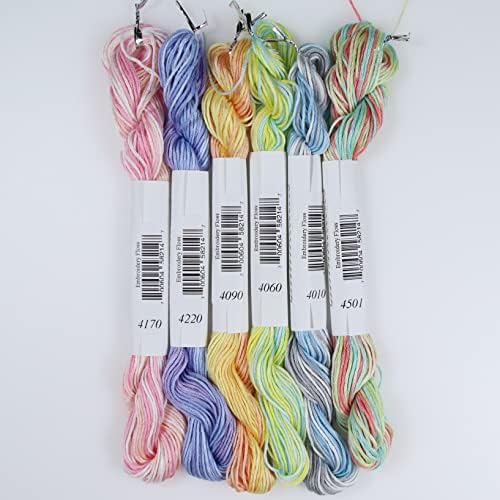 KCS Big skeins of 25 Meters Size 25 Color Variegated Cross Stitch Stranded Threads,6 skeins,12