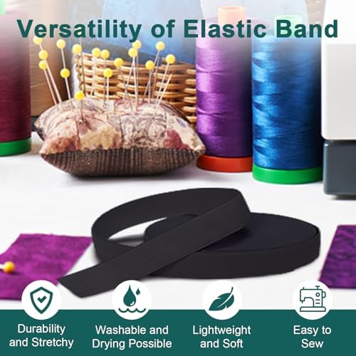 Airisoer Elastic Bands for Sewing 3/4 Inch x 32 Yards, Black