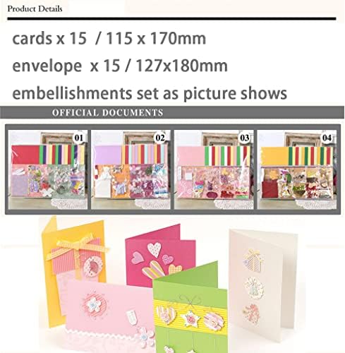 Huralona Greeting Card Making Supplier Envelope Kit Gift Anniversary Craft | Handmade DIY Card Kits 15 Cards 15 Envelopes and Dec Accessories for Birthday Thanksgiving Christmas Wedding Invitation