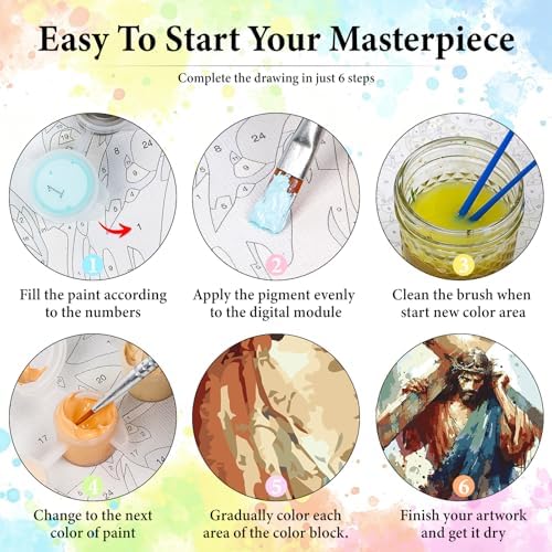 Dawnsphere Jesus Paint by Numbers Kit for Adults Without Frame 16x20 in