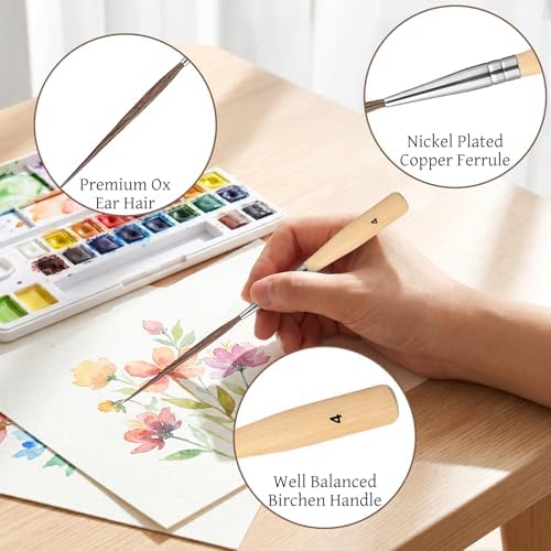 Ouligay 5PCS Extra Long Watercolor Brushes Liner Brushes for Painting Pinstriping Brush for Filling Corners, Marking, Outlining, Creating Edge Borders (Watercolor Acrylic Oil)