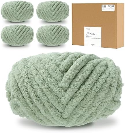 Bulky Chunky Yarn for Hand Knitting Blanket – #10 Jumbo Knitting Yarn, 1 Inch Thick Chenille Jumbo Yarn, No Knots Soft Machine Washable, Super Bulky Yarn 4 Pack for Crochet, Arm Knitting & Crafts