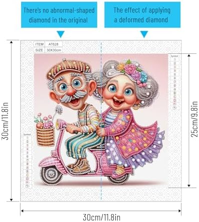 Diamond Painting Kits for Adults, Grandparents Go for a Ride Pattern Design Special Shape Diamond Art Kits for Beginners, DIY Diamonds Paintings Art for Home Wall Decor Gift