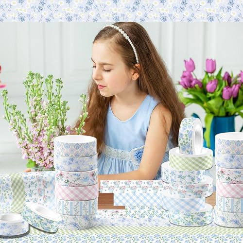 12 Rolls Hydrangea Washi Tape Set, Floral Watercolor Decorative Masking Tape, Pink and Blue Hydrangea Flower Patterns for Spring Arts,Craft Projects, Scrapbook Decoration, Journal Making,Gift Wrapping