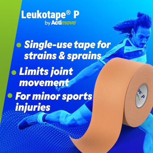 Leukotape P Adhesive Strapping Tape – for Sports Injuries, Strains and Sprains - 1.5 in x 15 yds, Tan, (1 Roll)