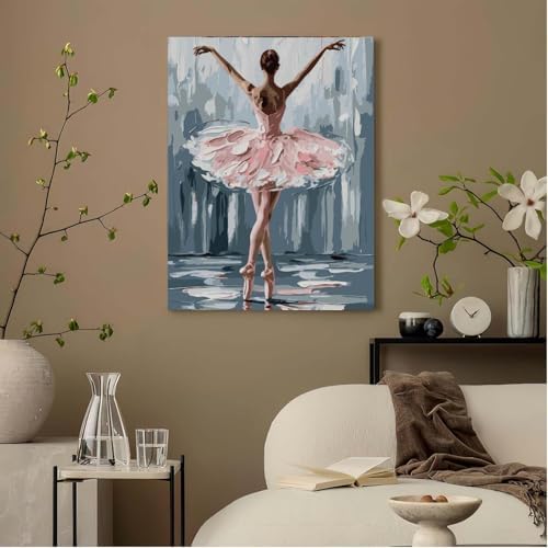 niurenmaoyi Ballet Dancer Paint by Numbers Kit for Adult Beginner,16X20in