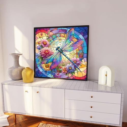 Dragonfly Paint by Numbers for Adults - Stained Glass Paint by Number