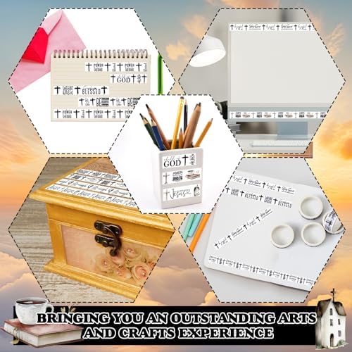 24 Rolls Christian Washi Tape Gifts, Black White Cross Religious