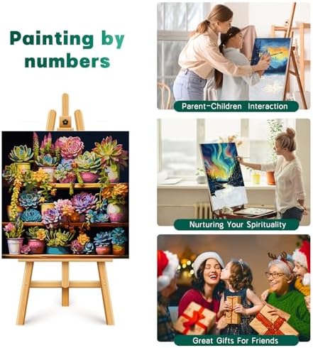 Possoco Paint by Numbers Kit for Adults Beginner Plants, Succulent Easy Adult Paint by Number Kits on Canvas, DIY Acrylic Watercolor Oil Paint by Number for Adults Teens for Home Decor 16x16 Inch