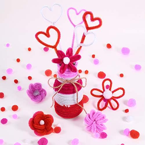 Caydo 200 Pieces Pink Pipe Cleaners 6 mm x 12 inch, Creative Crafts Decorations in 4 Colors for Mother's Day Decorations (Red, Pink, White, Purple)