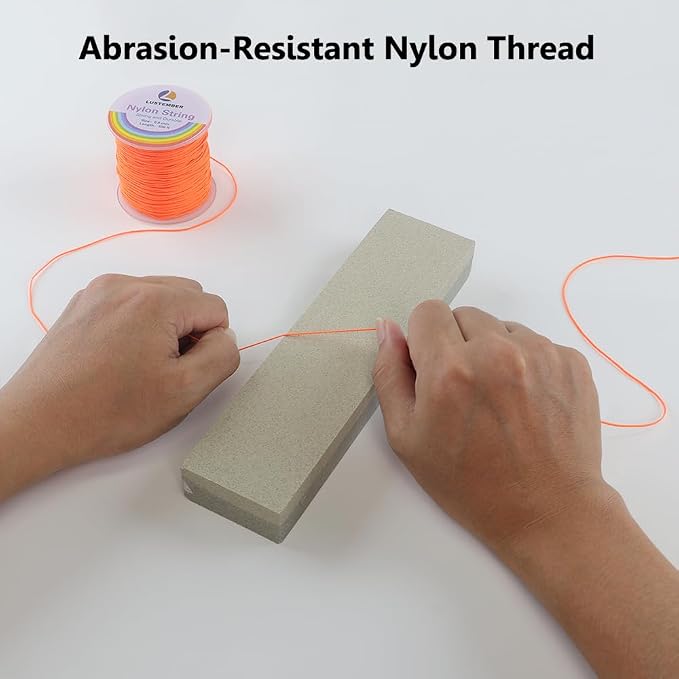 LUSTEMBER 0.8mm Nylon String, Strong Bracelet String, Durable Nylon Cord for Jewelry Making, Bracelets, Beading, Necklaces, Rattail Braiding, Kumihimo, Wind Chimes, Blinds and Handicrafts