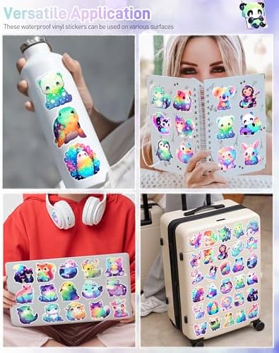 200 Pcs Cute Rainbow Animal Stickers Pack for Kids Girls Teens