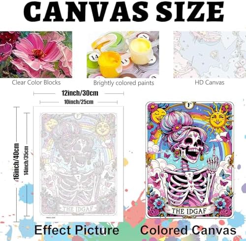 GOUOYANA Paint By Numbers Kit for Adults-Skull THE IDGAF Funny Canvas | Adult Paint by Number Kits on Canvas for Painting DIY Skull THE IDGAF Painting Art by Numbers for Home Wall Art Gift 12X16in