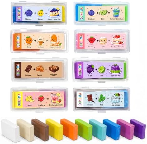 Scented Kneaded Erasers, 10 Colors & 10 Scents, Soft Kneadable Erasers for Drawing, Sketching, Graphite & Charcoal, Putty Eraser with Individual Storage Cases (24, 10 Colors)