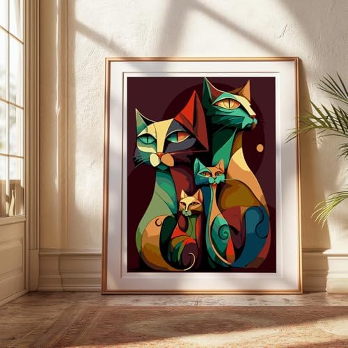 Paint by Numbers Kit for Adults Beginners,Abstract Cat(16x20 inches)