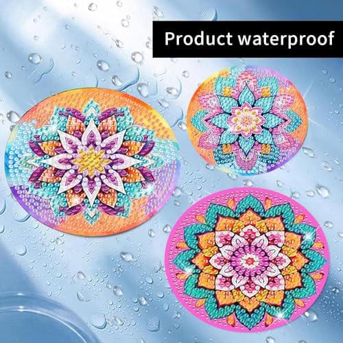 8 Pcs Diamond Art Coasters Kit for Adult with Holder, Diamond Coaster 4x4in