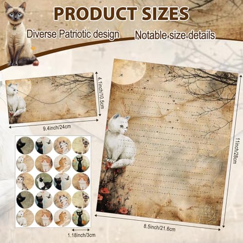 TaoBary 160 Pcs Kitten Stationery Paper and Envelopes Set, 8.5 x 11''